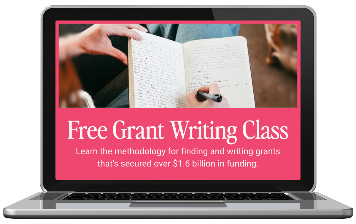 Free grant writing class on a laptop