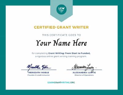 Certified Grant Writer certificate