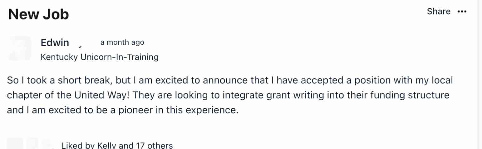 screenshot of member success story