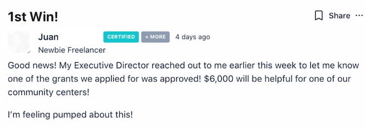 screenshot of member wins