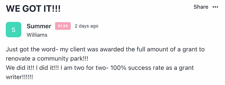 screenshot of member wins